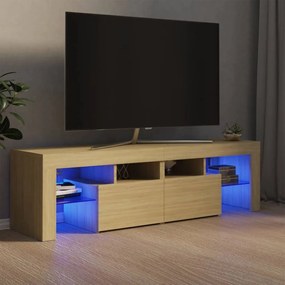 Sonoma-tölgy színű tv-szekrény led-lámpákkal 140 x 36,5 x 40 cm