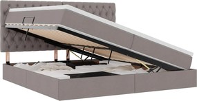 vidaXL Ágy tárolóval és matraccal Tópszínű 200 x 200 cm Poliészter