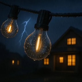 Brilagi - LED kültéri dekorációs fényfüzér GIRLANDA 10xE12 8m fekete IP44 meleg fehér