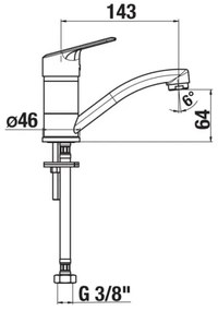 JIKA H3512E10042201 - LYRA mosogató csaptelep, 14,3 cm, fényes króm