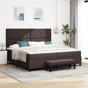 Box Spring ágy matraccal és padról sötétbarna 200x200 cm szövet