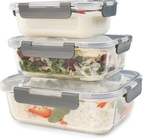 Klarstein Glaswerk Jardine, ételhordozó, 3 darabos készlet, 640/1040/1520 ml, boroszilikát üveg, fedél