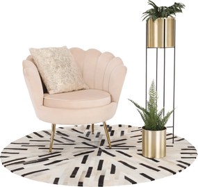 Fotel Art-deco stílusban, bézs Velvet anyag/gold chróm-arany, NOBLIN