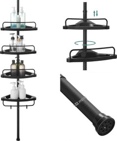 Fürdőszobai polc műanyag fekete AKP-E1001 BK