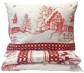 Pamut ágyneműk Karácsonyi Ünnepi mix fehér TiaHome - 2x Párna 90x70cm, 1x Paplan 200x220cm