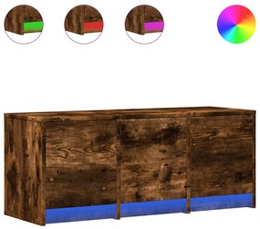 füstös tölgy színű szerelt fa TV-szekrény LED-del 97x34x40 cm