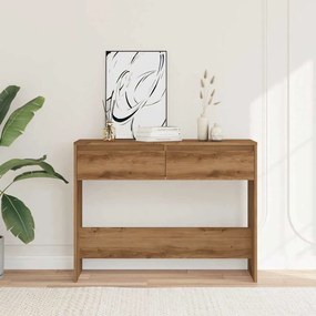 kézműves tölgy színű szerelt fa dohányzóasztal 100x35x76,5 cm