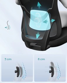 SONGMICS ergonomikus irodai szék, állítható fejtámlával és deréktámasszal, tintafekete