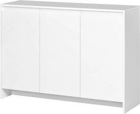 HOMCOM Modern Konyhai Oldalszekrény 3 Ajtóval, Magasságban Állítható Polcokkal és Lágy Zárással, 120x35x85 cm Fehér | Aosom