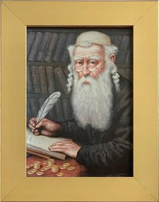 Vászonkép 22x17 Pénzszámláló Zsidó Arany Keret Ajándék