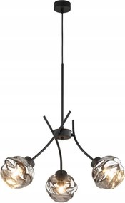 Függő mennyezeti lámpa 130cm Fekete 3 üveg grafit lámpabúrával