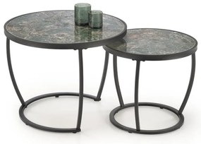 2 db AURORO dohányzóasztal szett zöld/antracit