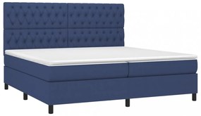 kék szövet rugós és LED-es ágy matraccal 200 x 200 cm