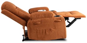 Elektromosan Vezérelhető Masszázsfunkciós Relaxfotel Rozsdabarna Kordbársony Kárpittal. BOX2
