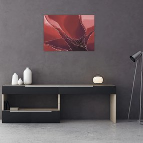 Üveg kép - Piros absztrakt virág N⁰2 (70x50 cm)