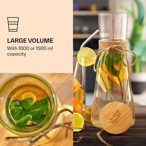 Klarstein Üvegkancsó bambusz fedéllel, boroszilikát üveg, hőálló