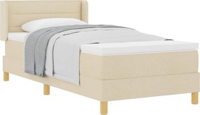 vidaXL Boxrugós ágy matracmal fejtámlával Krém 200 x 100 cm Poliészter