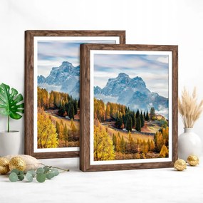 2x Képkeret Barna Fa Fali Passe-partout Szett