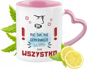 Liliána bögre rózsaszín, szív alakú füllel Kávé ajándék