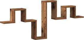 vidaXL Falpolc Falra szerelhető tárolóval Öreg fa 104,5 x 43 x 10 cm
