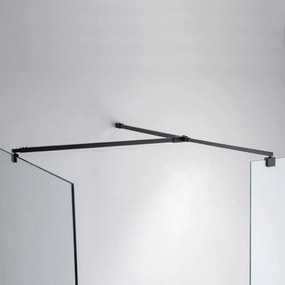 Stuxi Milano Kombi Black Walk-in zuhanyfal, 140x100 cm, 8 mm vastag vízlepergető biztonsági üveggel, 200 cm magas, matt fekete