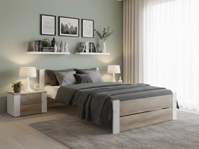 Ágy IKAROS DOUBLE 90 x 200 cm, fehér/dub sonoma Matrac: Matrac nélkül, Ágyrács: Deszkás ágyráccsal