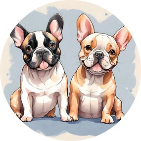 PIPPER. Kör alakú falmatrica "Francia bulldogok" Méret: 60cm