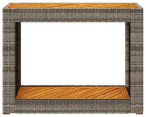 szürke polyrattan falapos kerti asztal 100x40x75 cm