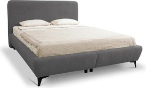 Sötétszürke kárpitozott ágyneműtartós franciaágy ágyráccsal 180x200 cm Makapu – Makamii