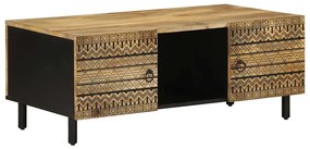 fekete tömör nyers mangófa dohányzóasztal 100 x 54 x 40 cm