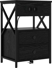 vidaXL Éjjeliszekrény fiókkal Fekete tölgy 40 x 31 x 60 cm Faanyag