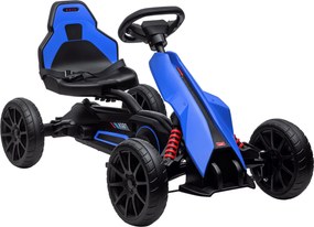 HOMCOM Go-Kart Pedálos Autó Kézi Fékkel, Állítható Üléssel, Előre és Hátra Kapcsolható Sebességekkel, EVA Kerekekkel, Gyerekeknek 3-8 Éves Korig | Aos