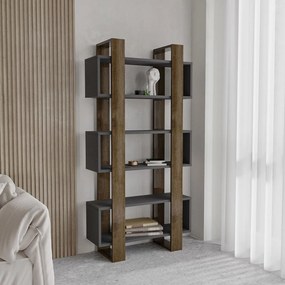 Milano könyvespolc, dió-antracit, 80 cm