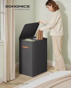 Szennyeskosár 2 rekesszel 170 L, 56x40x75 cm, fekete