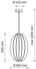 Csillár zsinóron KAREI 1xE27/20W/230V átm. 30 cm fekete