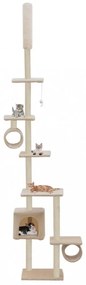Bézs macskabútor szizál kaparófákkal 260 cm
