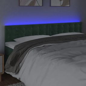 sötétzöld bársony LED-es fejtámla 180x5x78/88 cm