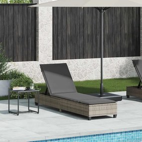 vidaXL szürke polyrattan napozóágy párnákkal 55x200x25,5 cm