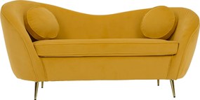Kétszemélyes dizájn kanapé, sárga Velvet szövet/gold arany króm, EZIO TYP 2