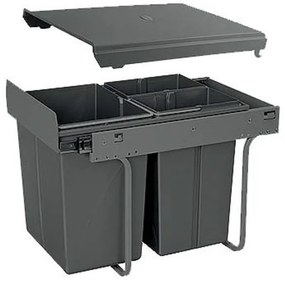 Hulladékgyűjtő GTV Practi Eco 400, szelektív, manuális működés, 300mm-es elembe, lágy záródás, 2x10+20 L edénnyel, fedéllel