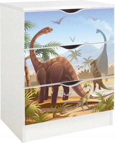 Komód 3 fiókkal, 60x42x78 cm Jurassic Dinoszaurusz falu