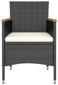 4 részes fekete polyrattan kerti szék- és zsámolyszett