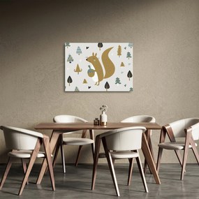 Üveg kép - Mókus dióval (70x50 cm)
