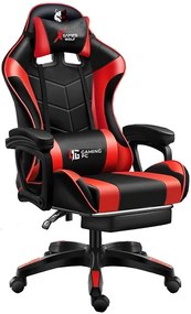 Állítható játékszék eko bőr fekete piros FG02