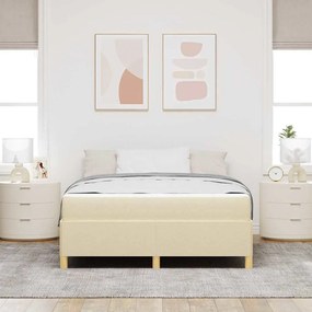 Boxrugós ágy matracmal Krém és fehér 140 x 200 cm szövet