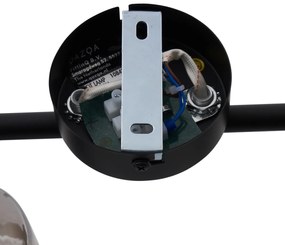 Modern mennyezeti lámpa fekete kerek füstüveggel, 2 fényforrás - Cilin