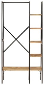tömör mangófa és vas ruhaállvány polcokkal 90 x 40 x 190 cm