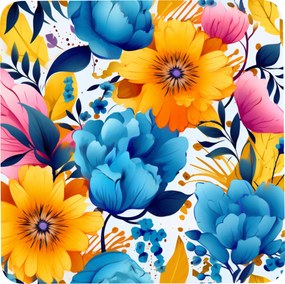 Bögrealátét szett 4 db-os négyzet alakú színes virág mintás 7