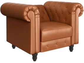 Konyakbarna bőrutánzat chesterfield fotel Felix – Støraa