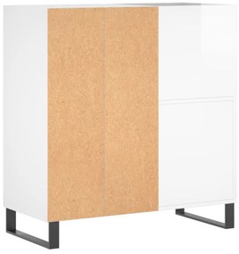 magasfényű fehér szerelt fa hanglemezszekrény 84,5 x 38 x 89 cm